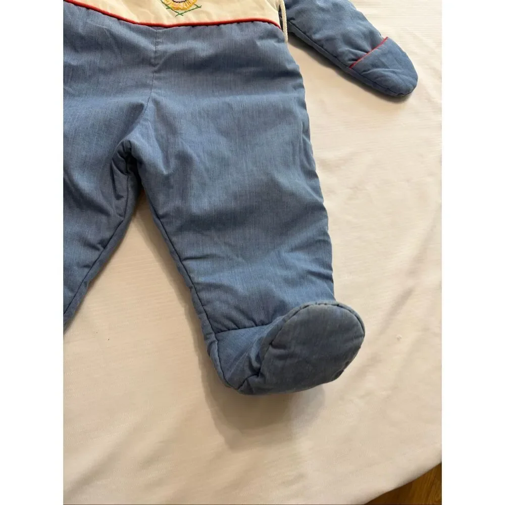 Quiltex Vintage Kids Train Embroidered Snowsuit Size 12 Months
